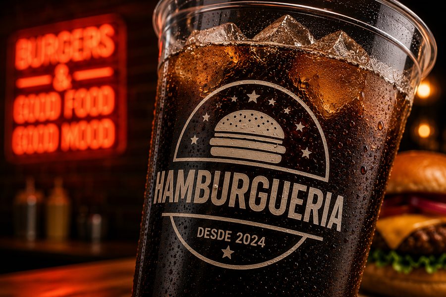 Copo personalizado para hamburgueria, modelo 1