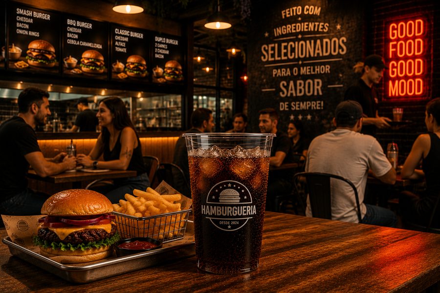 Copo personalizado para hamburgueria, modelo 3