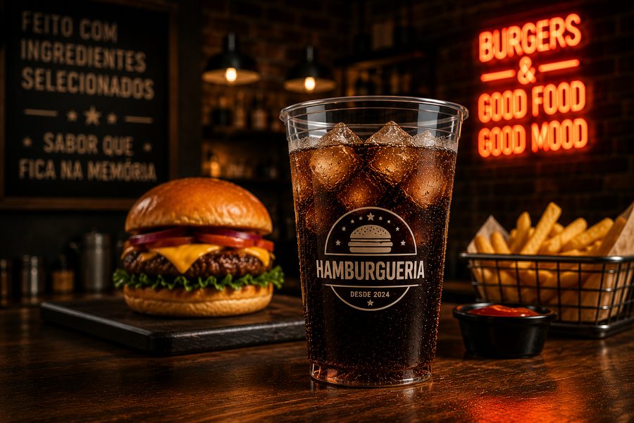 Copo personalizado para hamburgueria, modelo 4